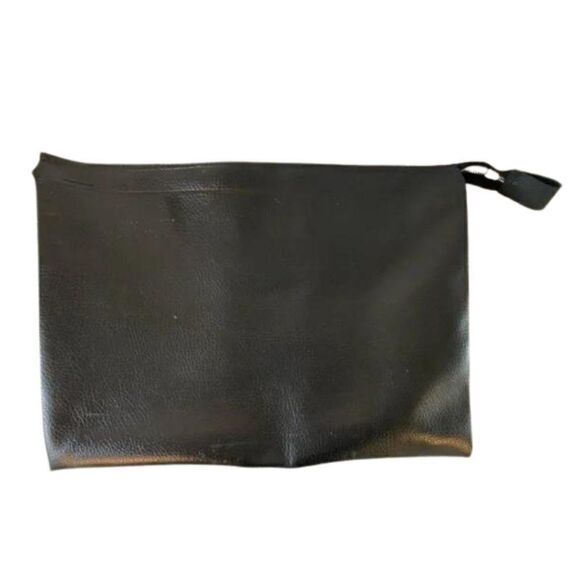 Black Pebbled Leather Unisex Pouch Envelope Purse - Picture 1 of 5